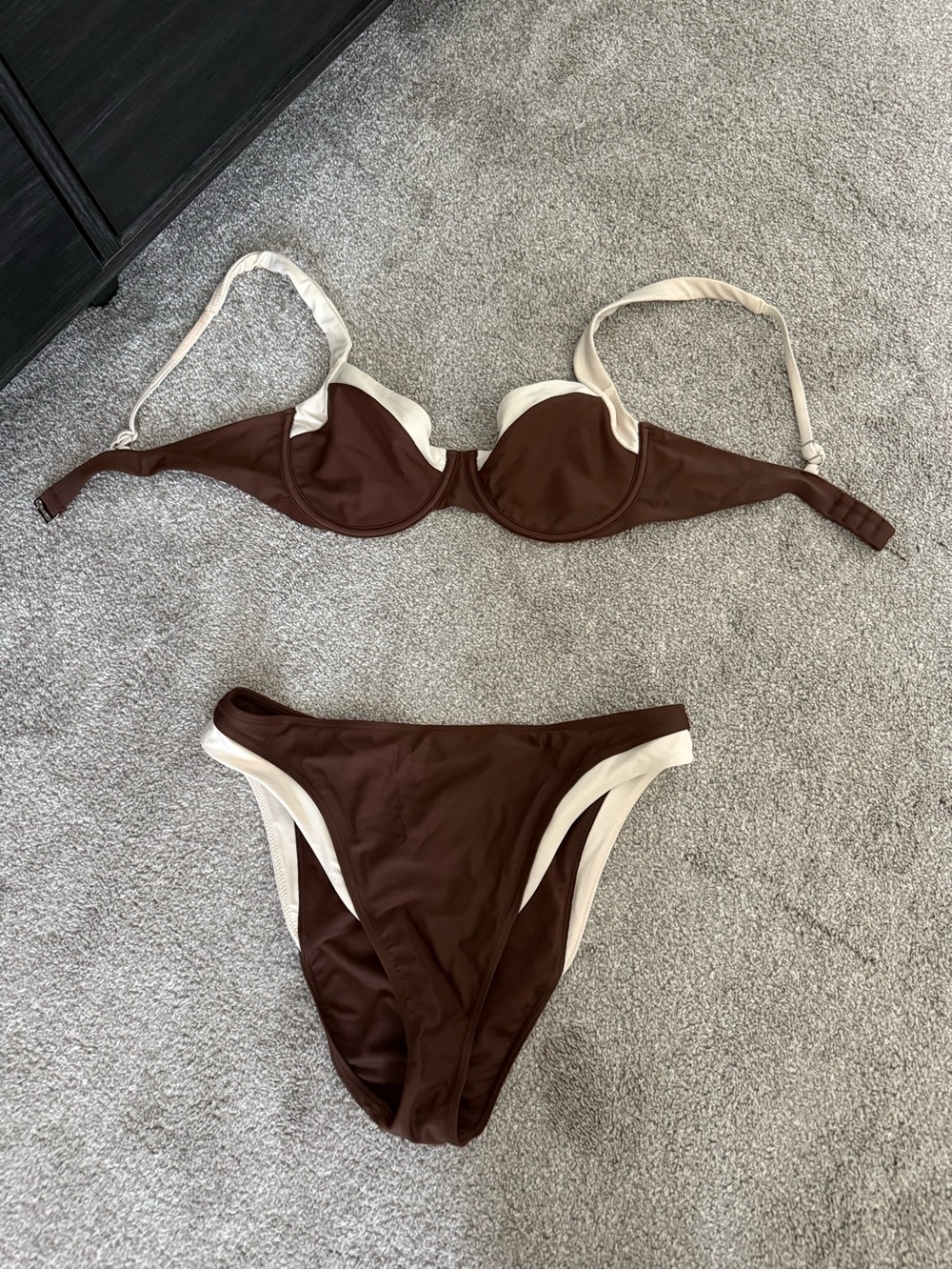 Abercrombie & Fitch Brown and Cream Contrast Underwire Bikini